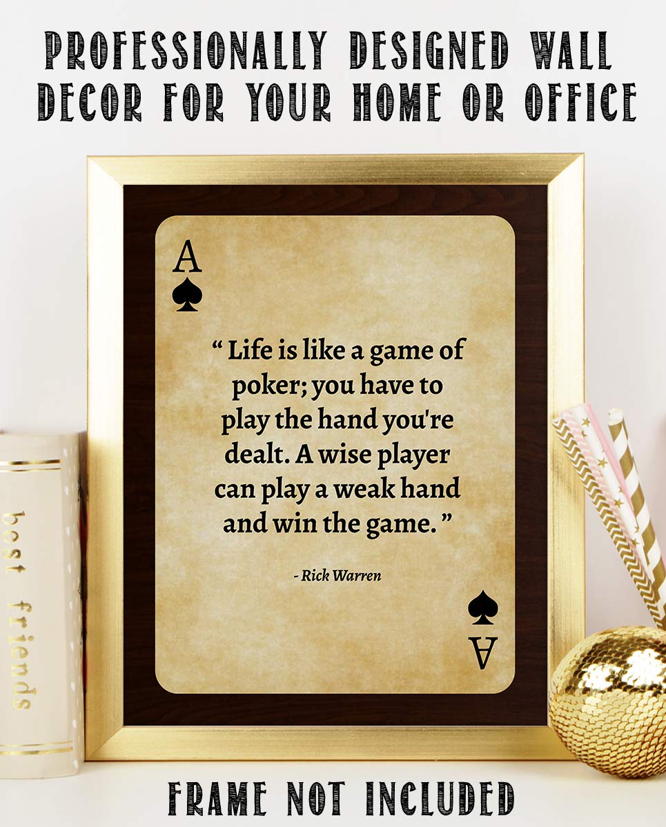 Rick Warren Quotes Wall Art- “Life is Like a Game of Poker”- 8 x 10"