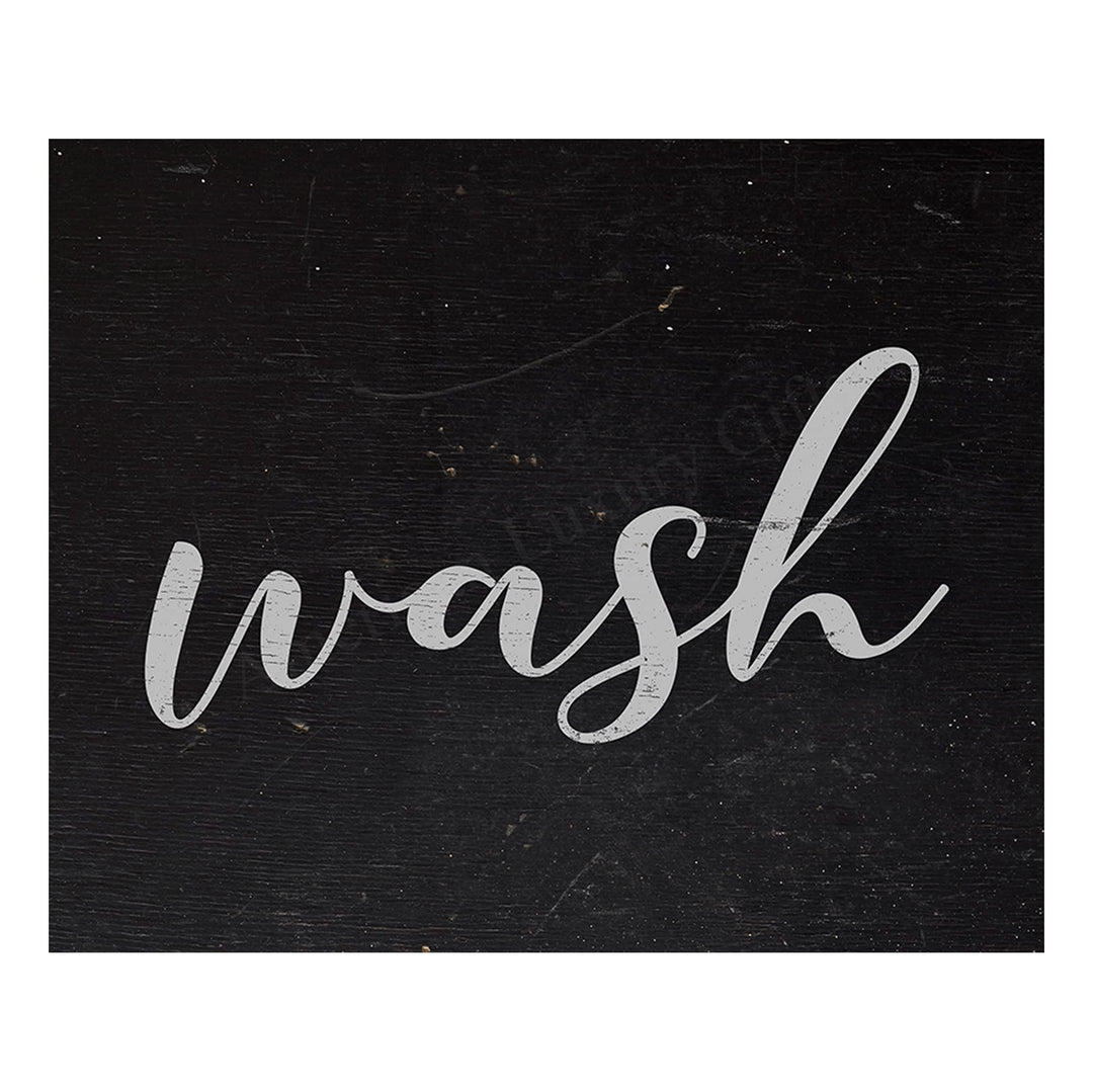 Floss-Brush-Flush-Wash Funny Bathroom Decor-Set of (4)-10 x 8" Typographic Wall Prints-Ready to Frame. Rustic Farmhouse Design. Humorous Signs-Fun Home-Guest Bathroom Decor! Printed on Photo Paper.