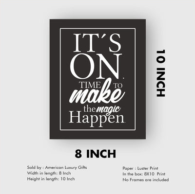 It's ON-Time to Make the Magic Happen Motivational Quotes Wall Sign-8x10" Inspirational Art Print-Ready to Frame. Modern Typographic Decor for Home-Office-Desk-School-Gym. Great Gift of Motivation!