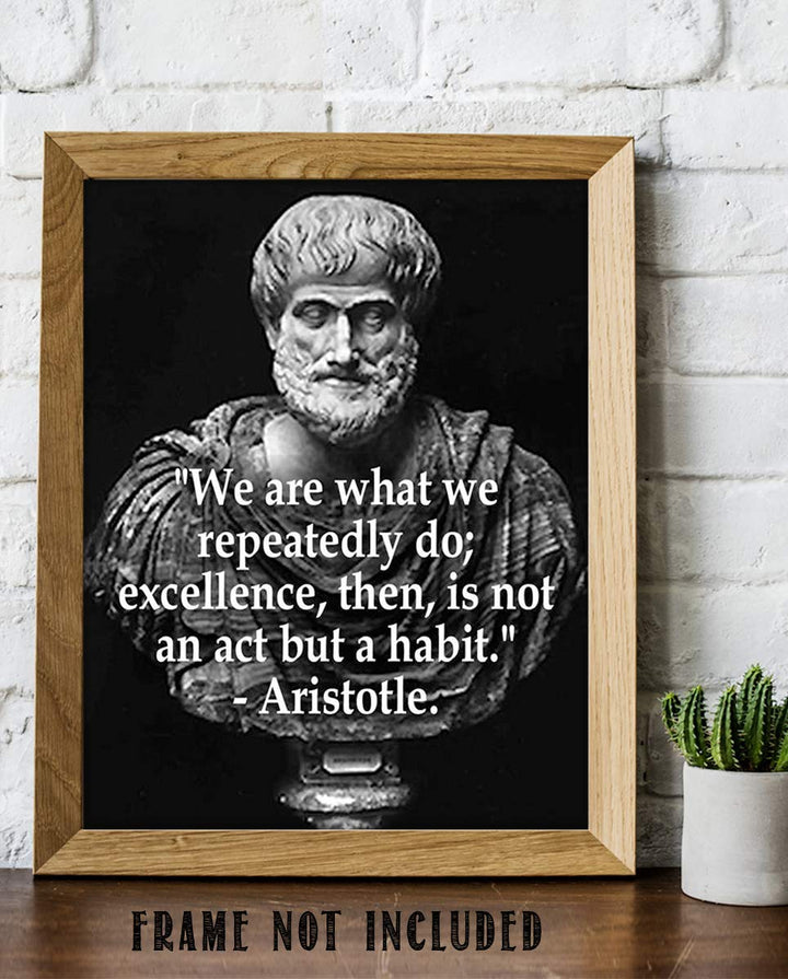Aristotle Bust &amp; Quotes Wall Art-"Excellence is a Habit"- 8 x 10