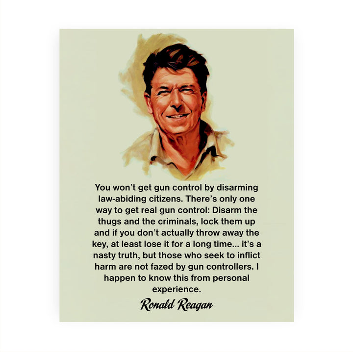 Ronald Reagan Quotes"Only One Way to Get Real Gun Control" -8 x 10" Presidential Portrait Wall Art Print -Ready to Frame. Modern Home-Office-Classroom Decor. Perfect Inspirational-Patriotic Gift.