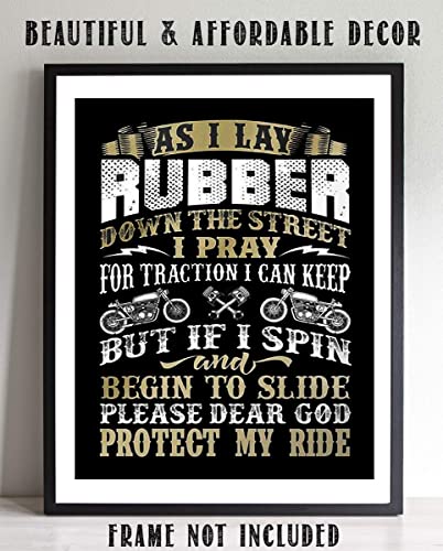 "Lay Rubber &amp; Dear God Protect My Ride"-Funny Garage Wall Print-8 x10"