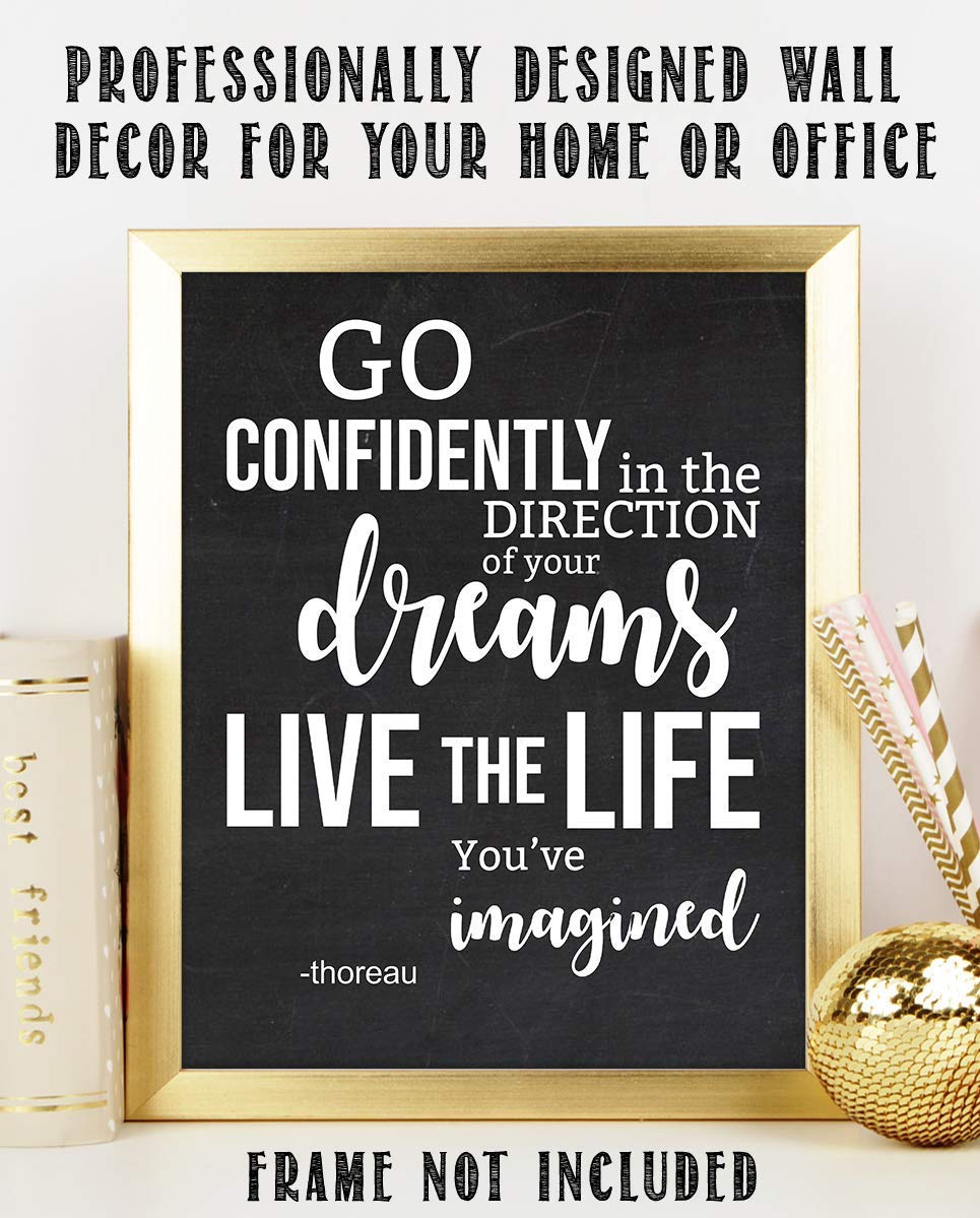 H. D. Thoreau Quotes Wall Art- ?Go Confidently-Direction Dreams, Live Life-Imagined?- 8 x 10"-Typographic Art Print-Ready to Frame. Home-Class-Office D?cor. Perfect Gift for Motivation &amp; Inspiration.