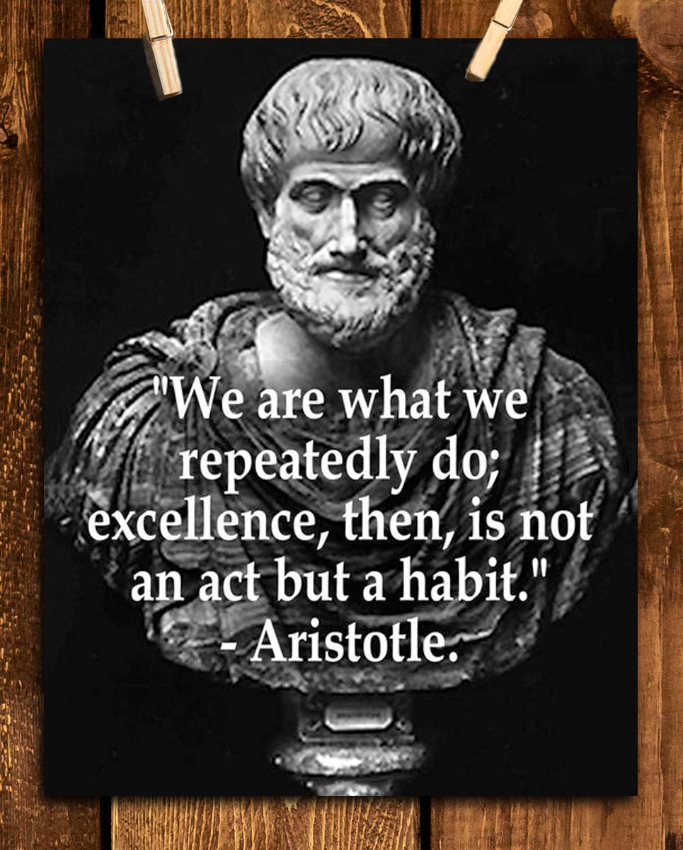 Aristotle Bust & Quotes Wall Art-"Excellence is a Habit"- 8 x 10