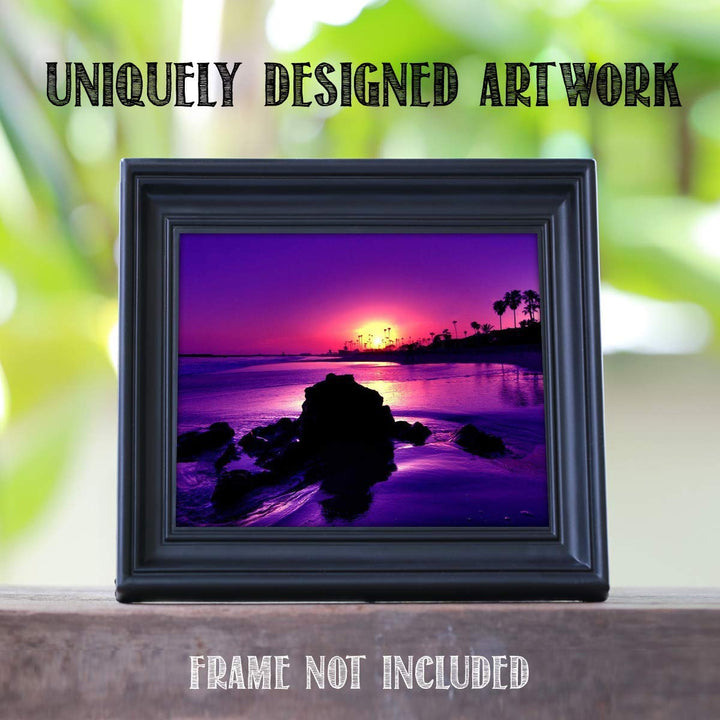 Sunset On the Coast in Purple- 8 x 10-Wall Art Print- Ready to Frame. Beautiful Beach D?cor- Tropical Island Beach Sunsets Make the Perfect Art for Any Room. Great Gift for Beach Pictures Wall Art.