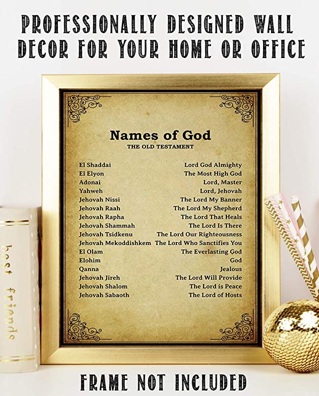 "Names of God- Old Testament-Meanings"- Bible Wall Art. 10 x 8"