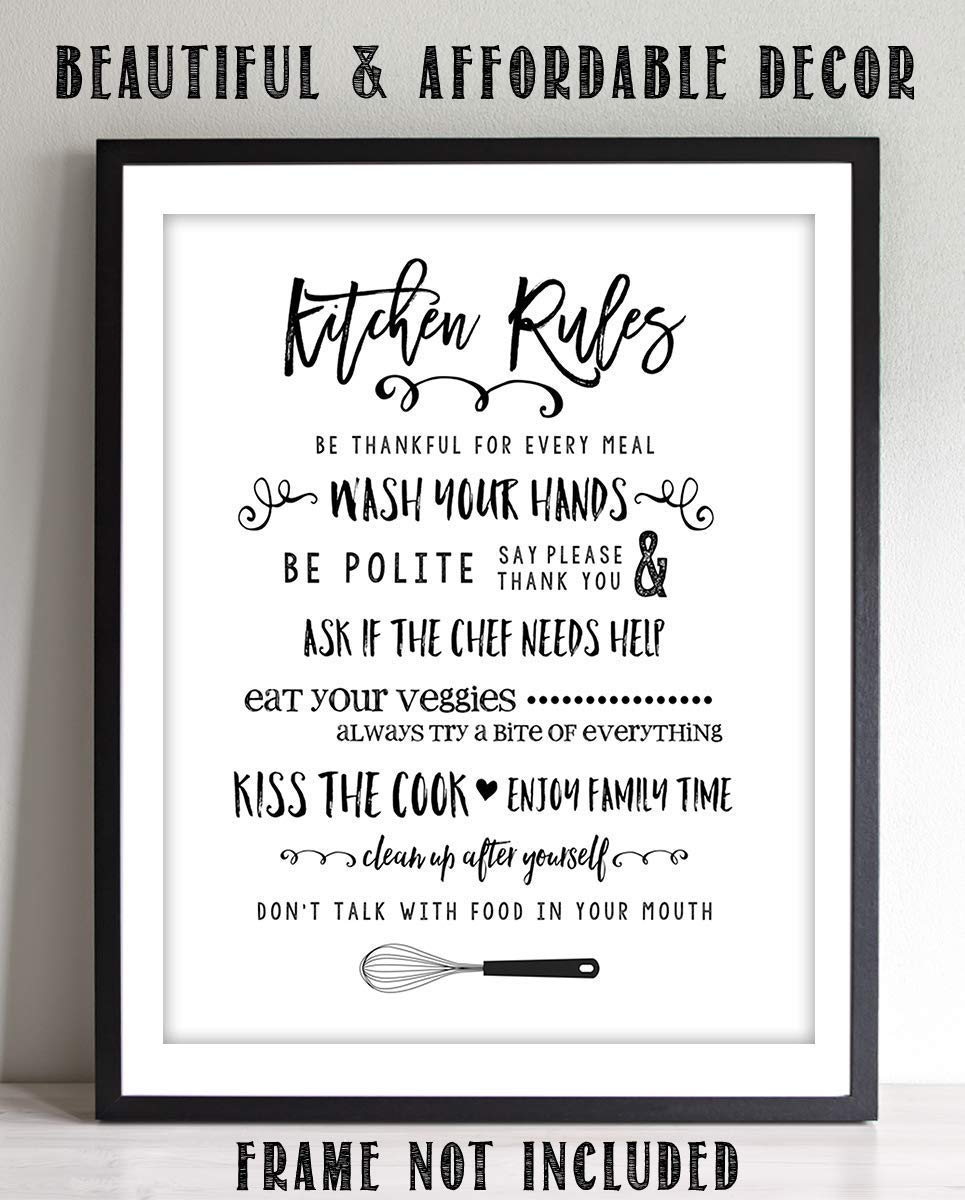 Kitchen Rules for Good Manners- Funny Kitchen Sign- 8 x 10" Print Wall Art- Ready to Frame. Home D?cor &amp; Kitchen D?cor. Fun Reminders For Some Rules To Teach Your Children- Joint Point to Sign :)-
