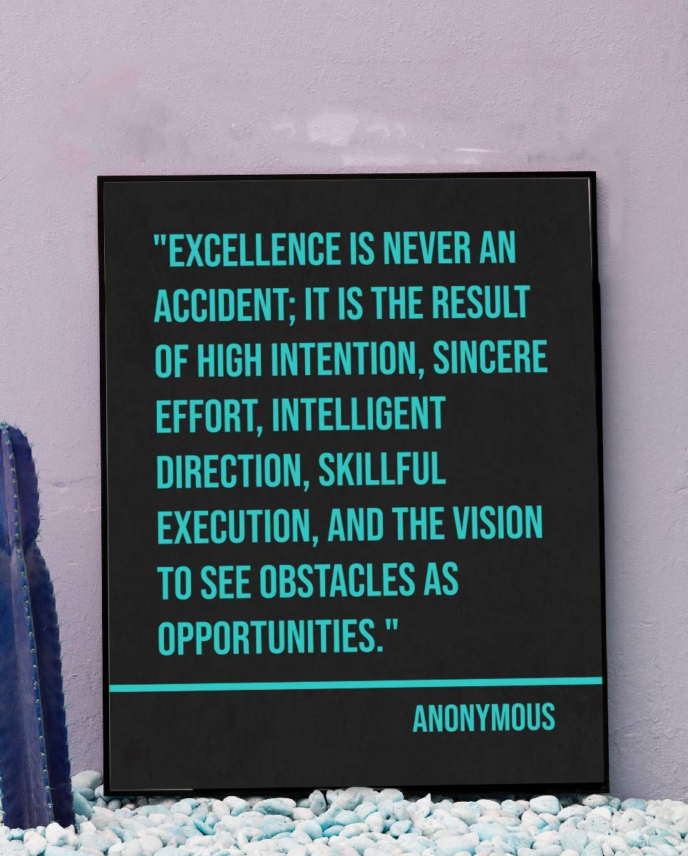 Excellence is Never An Accident- Inspirational Quotes-Wall Sign. 8 x 10" Typographic Art Print-Ready to Frame. Modern Motivational Home-Office-School D?cor. Great Reminder-Execute Your Plan To Win!