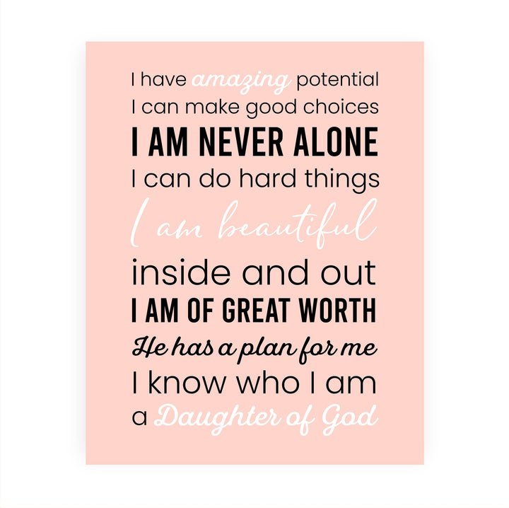 Amazing, Beautiful Daughter of God Inspirational Christian Wall Art -8 x10" Religious Poster Print -Ready to Frame. Motivational Home-Girls Bedroom Decor. Great Gift! Perfect for Teens &amp; Women!