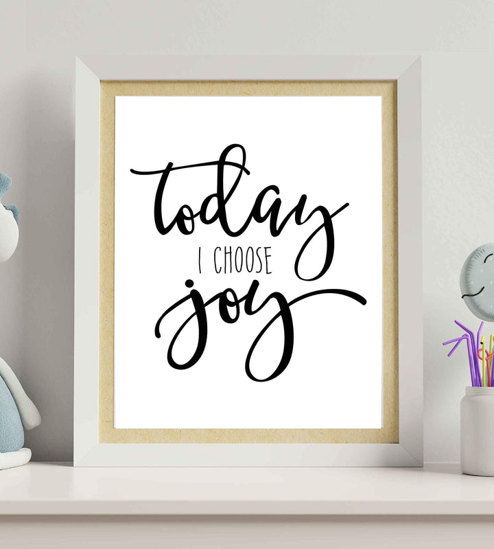 Today I Choose Joy Inspirational Wall Art Sign-8 x 10" Modern Typographic Poster Print-Ready to Frame. Perfect Home-Office-Desk-School Decor. Great Motivational Gift &amp; Reminder to Stay Positive!