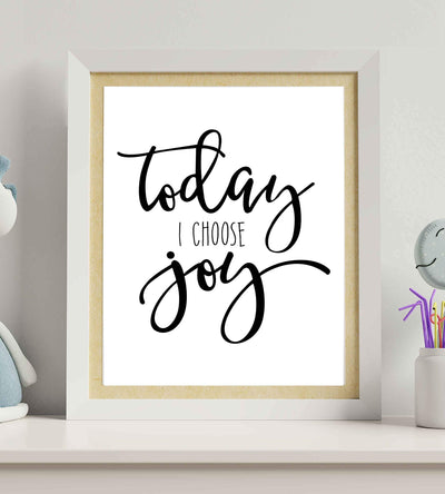 Today I Choose Joy Inspirational Wall Art Sign-8 x 10" Modern Typographic Poster Print-Ready to Frame. Perfect Home-Office-Desk-School Decor. Great Motivational Gift & Reminder to Stay Positive!