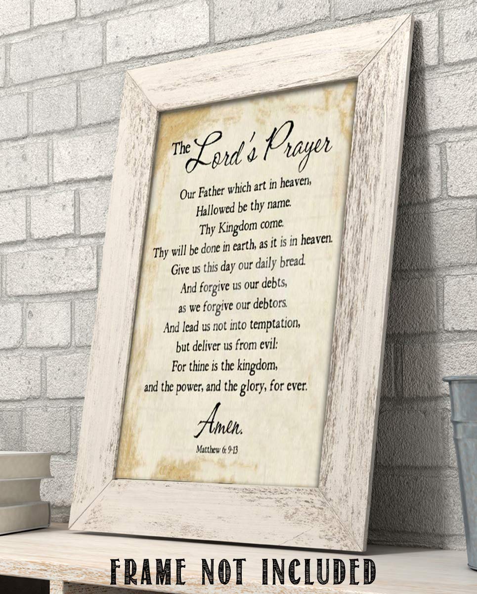 The Lord's Prayer-Tan-Matthew 6: 9-13- Tan Parchment Print- 8 x 10" Wall Art- Ready to Frame. Traditional Script Design-Home D?cor, Kitchen D?cor- Christian Gifts. Inspirational Prayer For All.