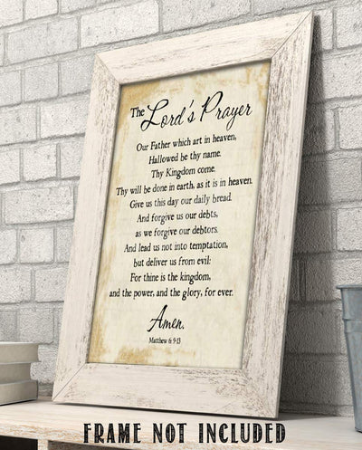 The Lord's Prayer-Tan-Matthew 6: 9-13- Tan Parchment Print- 8 x 10" Wall Art- Ready to Frame. Traditional Script Design-Home D?cor, Kitchen D?cor- Christian Gifts. Inspirational Prayer For All.