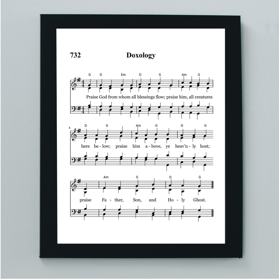 "Doxology -Praise God From Whom All Blessings Flow" Hymn Sheet Music Wall Art -8 x 10" Inspirational Christian Print -Ready to Frame. Classic Hymns for Home-Office-Church &amp; Religious Decor!