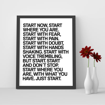 Start Now & Don't Stop Motivational Quotes Wall Decor-8 x 10" Inspirational Art Print-Ready to Frame. Modern Typographic Design. Perfect Home-Office-Desk-School-Gym Decor! Great Gift of Motivation!