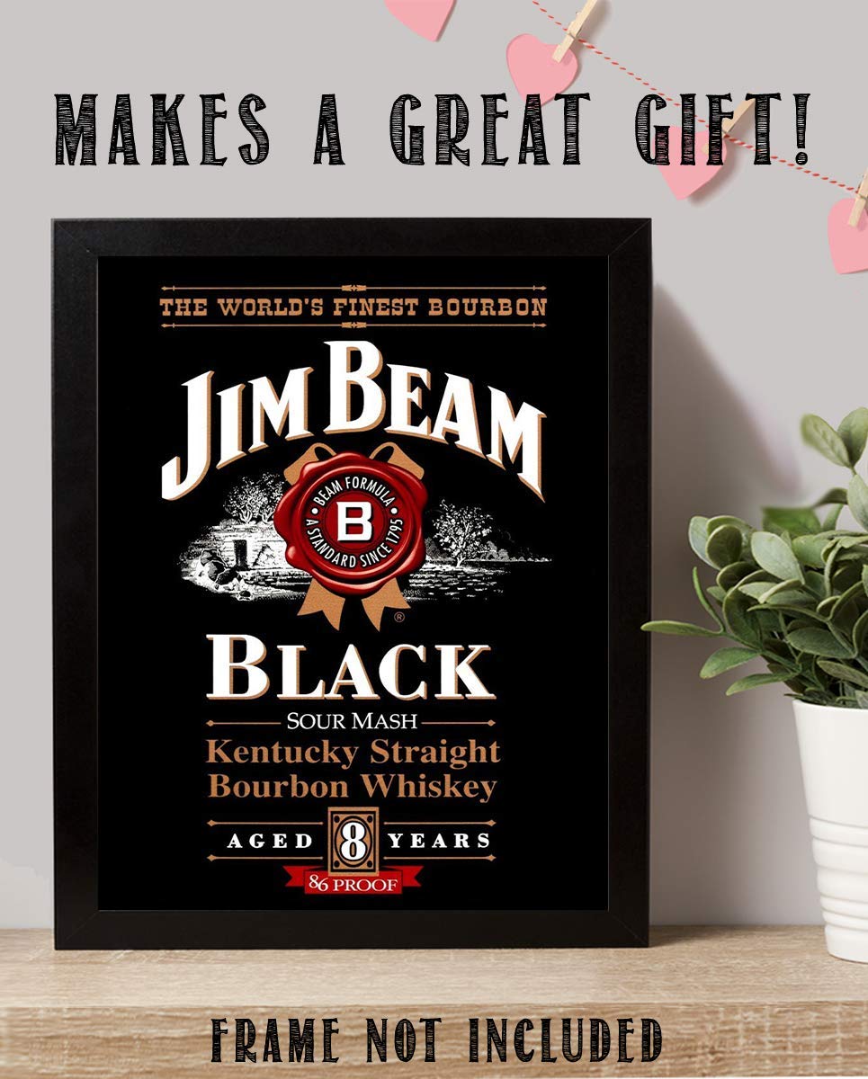 Jim Beam"Black" Bourbon Label-Wall Art Sign-8 x 10"-Genuine Replica Print-Ready to Frame. Home-Office D?cor. Must Have For Kentucky Bourbon Whiskey Fans. Great Addition To Man Cave-Dorm-Bar-Garage.
