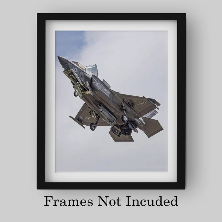 F-35 B Fighter Jet -8 x 10" Military Aircraft Wall Art Print -Ready to Frame. Home-Office-Aviation Decor. Perfect Sign for Game Room-Garage-Cave! Great Gift for Active Duty Military &amp; Veterans!
