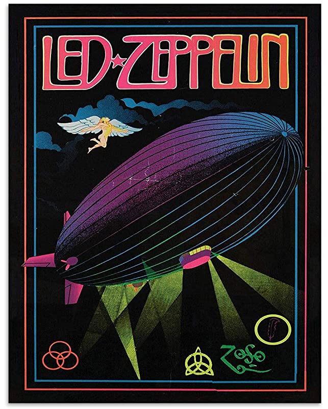Led Zeppelin Band Poster Print- 8 x 10 Wall Print. Iconic Rock Band Logo Print Featuring"The Zeppelin Airship"