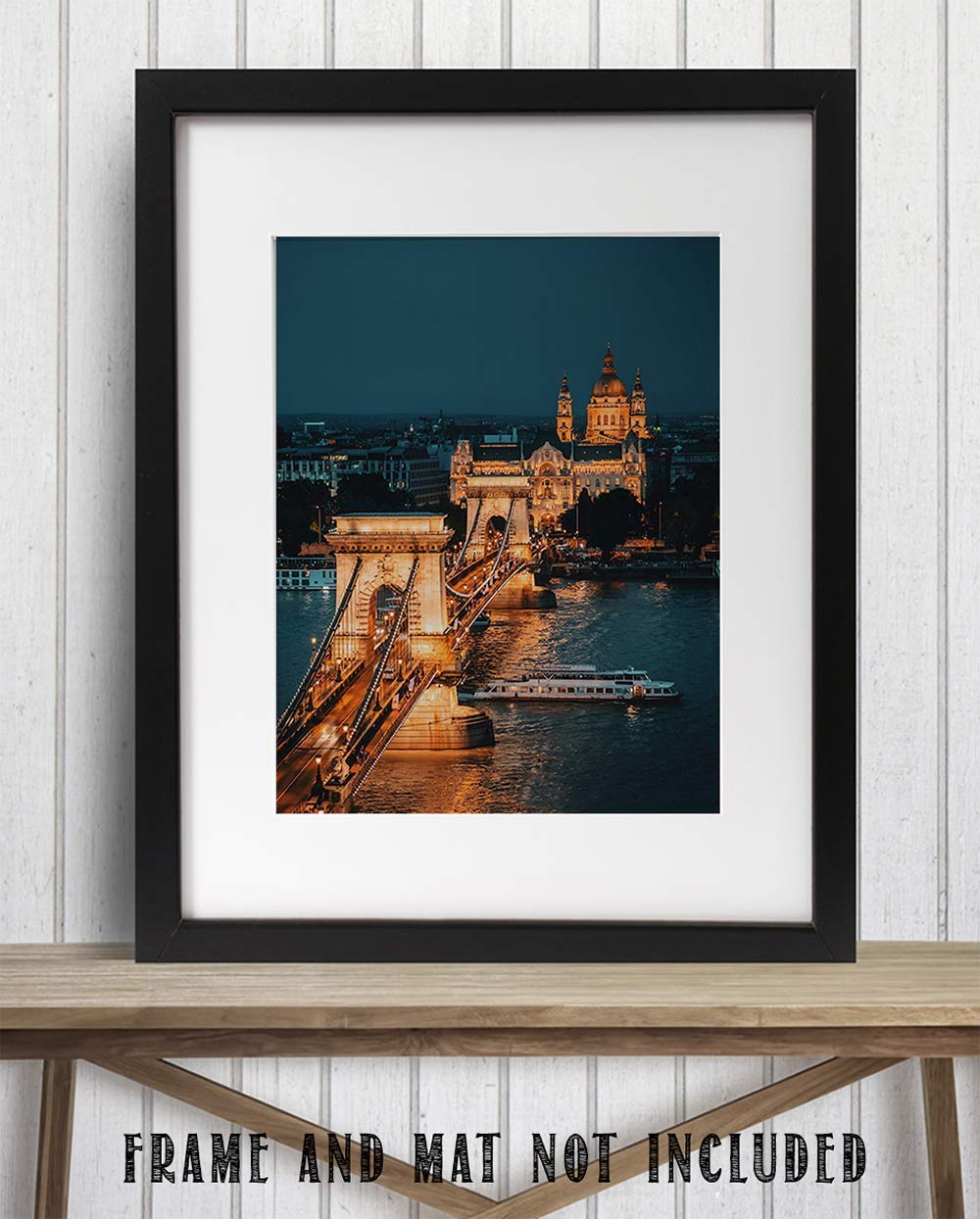 London Bridge Night Lights- 8 x 10 Print Wall Art-Ready to Frame. Home D?cor, Office D?cor &amp; Wall Prints for Any Room. Beautiful London Bridge Over Thames River at Night-Great Gift for European Lovers