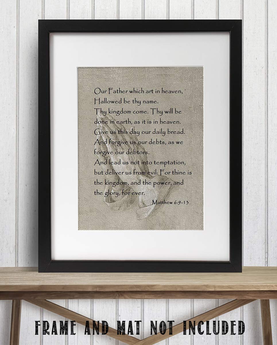 "The Lords Prayer w/Folded Hands"- Scripture Wall Art Print-8 x 10"