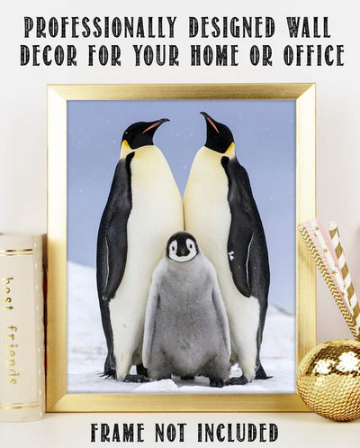 Funny Penguin Family Poster Print- 8 x 10" Print Wall Art- Ready to Frame. Home- Office D?cor, Nursery D?cor & Wall Prints for Animal Themes & Children's Bedroom Wall Decor. Will Make You Smile!