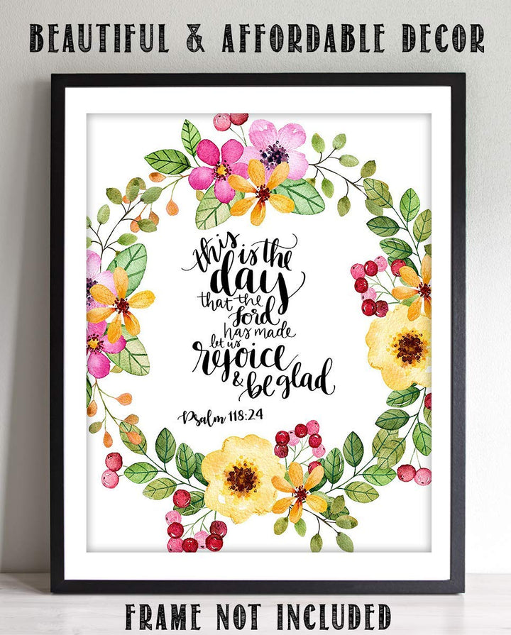 This is the Day the Lord Has Made. Psalm 118:24- Bible Verse Wall Art- 8x10"- Scripture Wall Print-Ready to Frame. Modern Floral Design. Home &amp; Office D?cor-Christian Gifts. Always Give Praise!