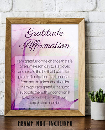 Gratitude Affirmation- Self Talk- 8 x 10" Inspirational Poster Print. Motivational Wall Art-Ready to Frame. Ideal for Home-Office-Studio D?cor. Fill Yourself with Gratitude for Best Day! Great Gift!