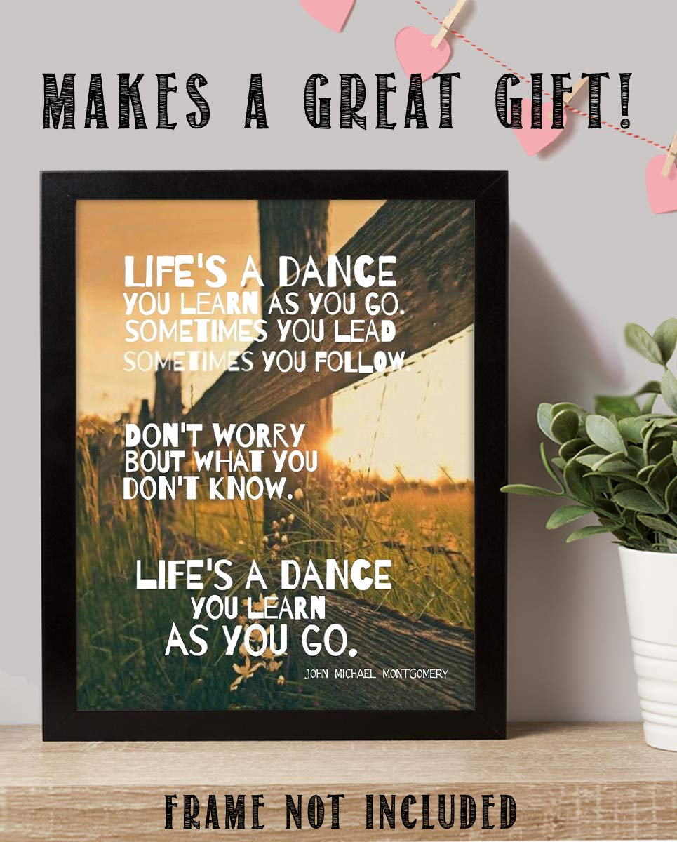 Life's a Dance Song Art Print-by John Michael Montgomery. 8 x 10 Music Wall Print-Ready To Frame. Modern Typographic Print. Home-Studio-Bar-Man Cave Decor. Perfect Gift For Country Music Lovers.