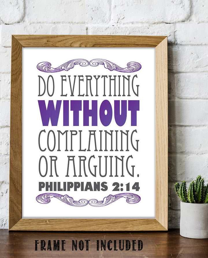 Do Everything Without Complaining- Phil 2:14. Bible Verse Wall Art- 8x10"- Modern Scripture Wall Print- Ready to Frame. Home D?cor-Office D?cor- Great Christian Gift- Great Reminder Verse to be Joyful