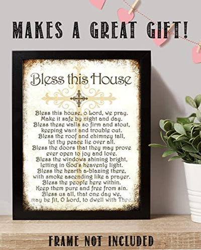 "Bless This House, O Lord, We Pray- Distressed Parchment Print- 8 x 10"