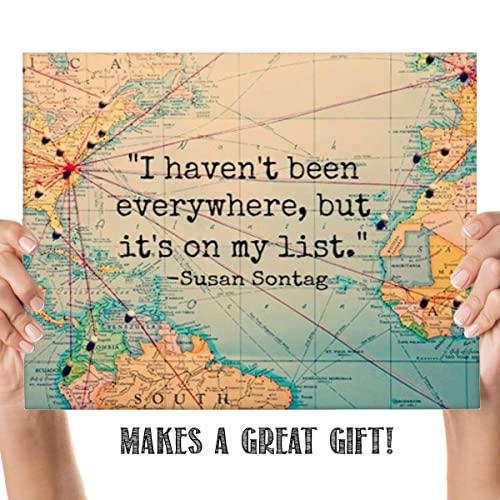 Everywhere Is On My List- Susan Sontag Quotes Map 8 x 10 Wall Art Print