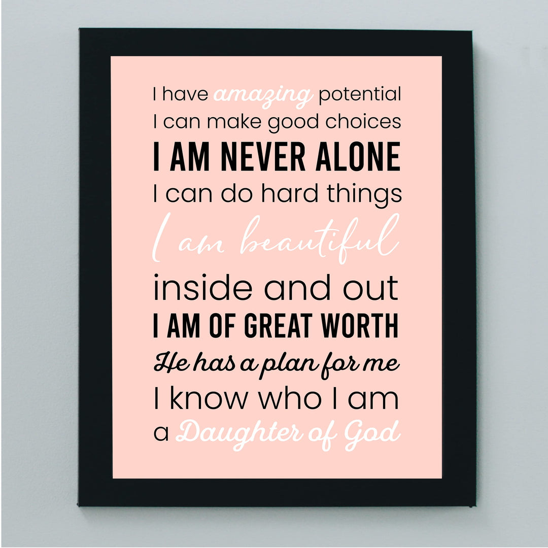 Amazing, Beautiful Daughter of God Inspirational Christian Wall Art -8 x10" Religious Poster Print -Ready to Frame. Motivational Home-Girls Bedroom Decor. Great Gift! Perfect for Teens &amp; Women!