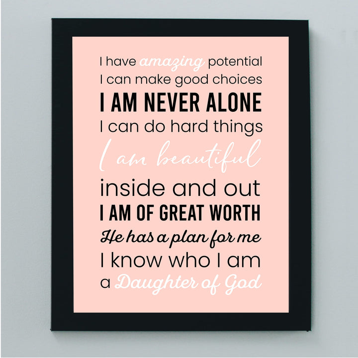 Amazing, Beautiful Daughter of God Inspirational Christian Wall Art -8 x10" Religious Poster Print -Ready to Frame. Motivational Home-Girls Bedroom Decor. Great Gift! Perfect for Teens &amp; Women!