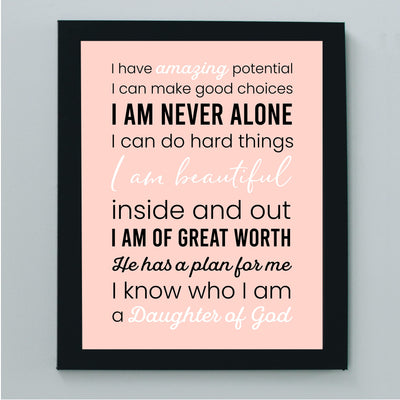 Amazing, Beautiful Daughter of God Inspirational Christian Wall Art -8 x10" Religious Poster Print -Ready to Frame. Motivational Home-Girls Bedroom Decor. Great Gift! Perfect for Teens & Women!