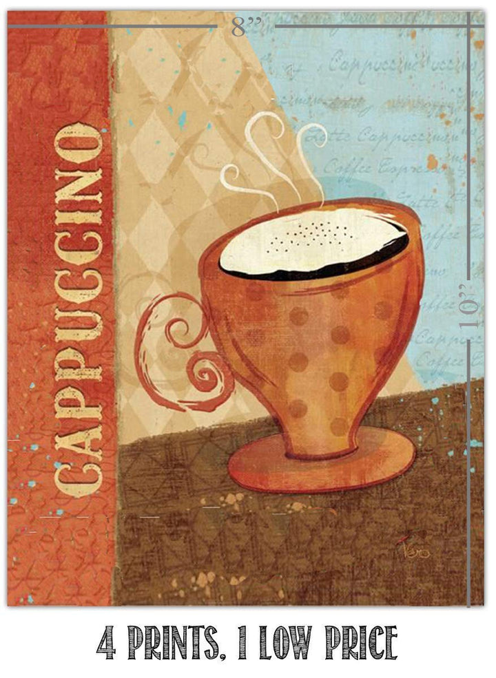 Coffee Fine Art Wall Set of (4)- 8 x 10"s Wall Art Prints- Ready to Frame. Latte, Espresso, Cappuccino &amp; Mocha Home D?cor, Coffee Decor &amp; Kitchen Wall Decor. Perfect For Coffee Lovers &amp; Coffee Bars.