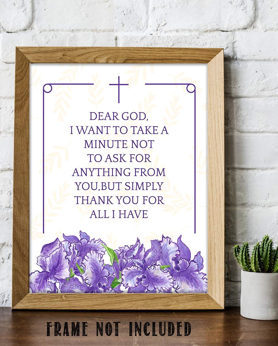 Dear God-Not Asking, But Thanking You For All. 8 x 10"- Spiritual Wall Decor. Modern Floral Typographic Print- Ready to Frame. Home-Office-Church D?cor. Perfect Christian Gift of Gratitude.