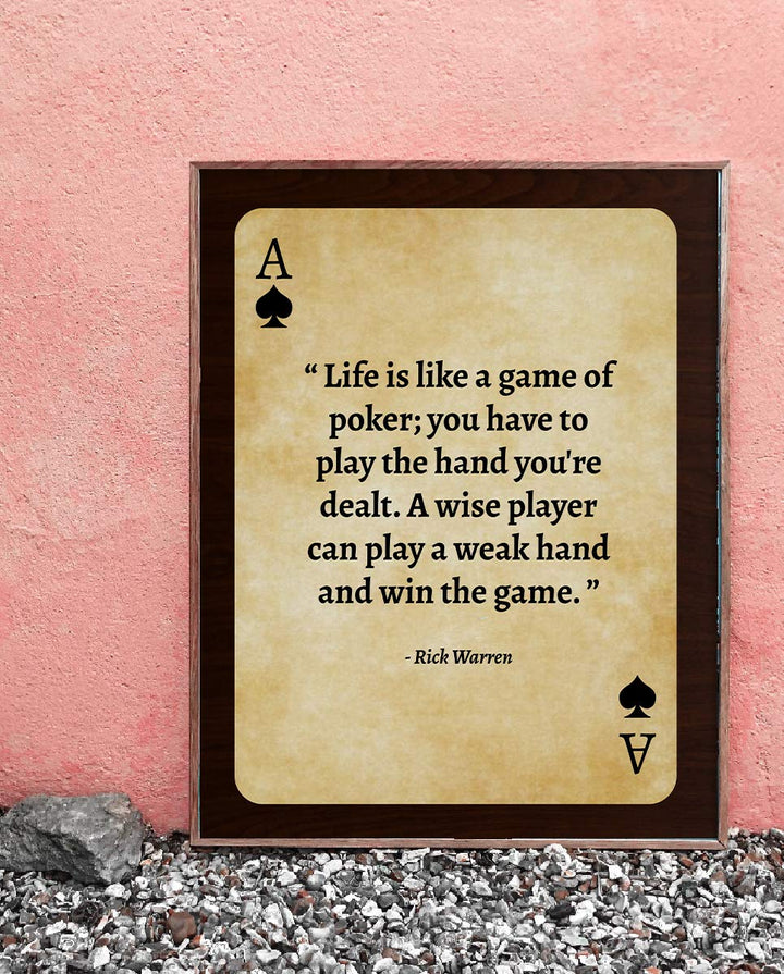 Rick Warren Quotes Wall Art- “Life is Like a Game of Poker”- 8 x 10"