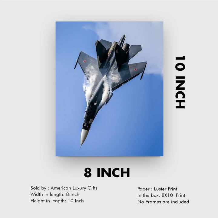 US Air Force Fighter Jet -8x10" American Military Aircraft Wall Print-Ready to Frame. Home-Office-School Decor. Perfect Sign for Game Room-Garage-Cave! Great Gift for Active Duty Military &amp; Veterans!