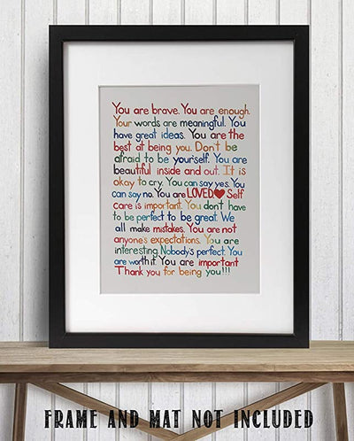 "You Are Enough-Loved-Important"- Inspirational Wall Art Print- 8 x 10"