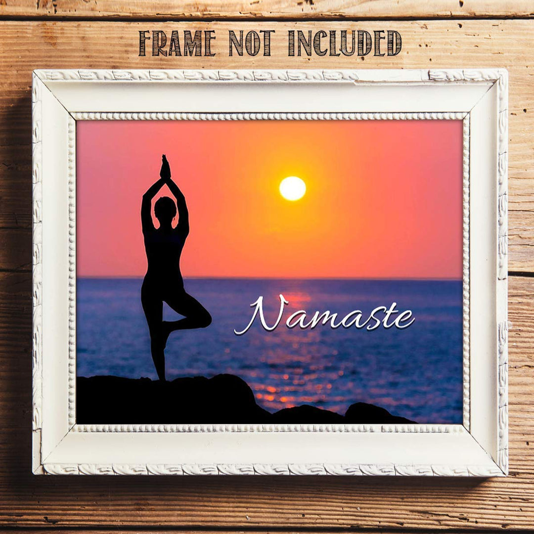 Namaste Sunset for Yoga Lovers- 8 x 10 Print Wall Art Ready to Frame. Modern Home D?cor, Office D?cor &amp; Wall Print. Makes a Perfect Zen &amp; Inspiration Gift for Yoga Lovers- Give Some Peace &amp; Harmony.