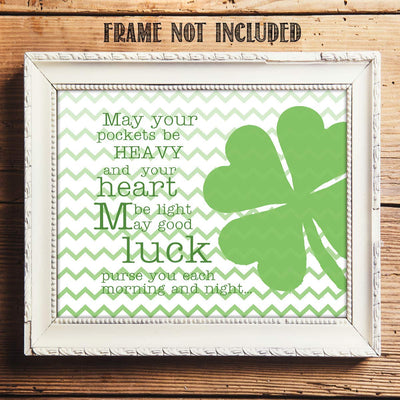 Good Luck Clover & Irish Toast- 8 x 10" Print Wall Art- Ready to Frame. Home D?cor, Kitchen D?cor & Wall Print. Perfect For Bar, Recreation Room & Man Cave. Always Have an Irish Blessing Ready!