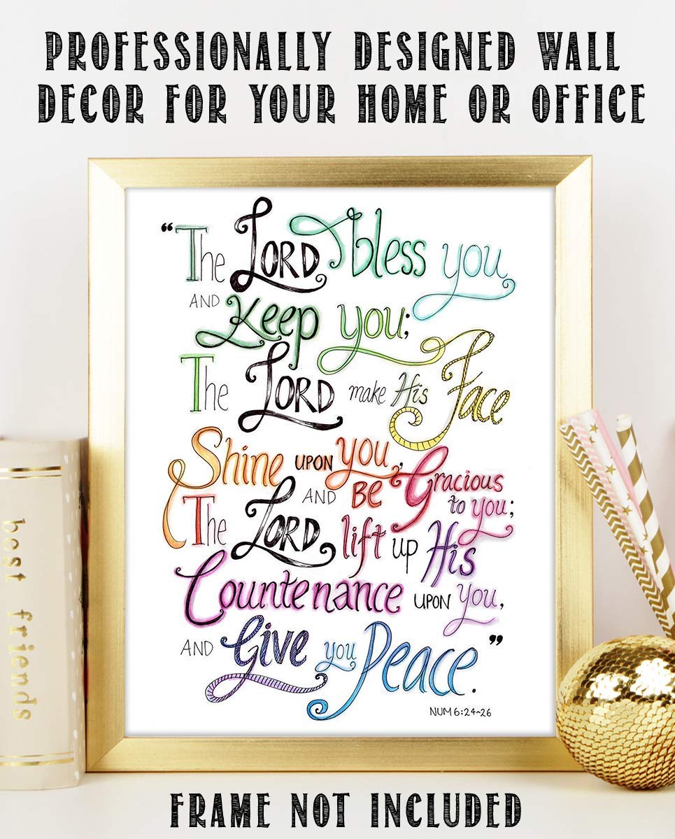 The Lord Bless You, Keep You-Give You Peace-Numbers 6:24-26 Bible Verse Wall Art-8x10"-Modern Typographic Design. Scripture Wall Print-Ready to Frame. Home-Office-Church D?cor. Great Christian Gift.