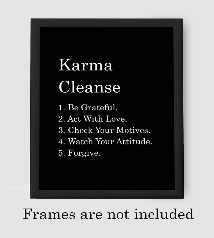 Karma Cleanse-Check Your Motives Spiritual Quotes Wall Art- 8 x 10" Modern Typographic Wall Print-Ready to Frame. Inspirational Life Quotes for Home-Studio-Office Decor. Makes a Perfect Zen Gift!