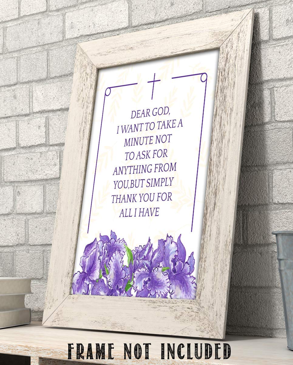 Dear God-Not Asking, But Thanking You For All. 8 x 10"- Spiritual Wall Decor. Modern Floral Typographic Print- Ready to Frame. Home-Office-Church D?cor. Perfect Christian Gift of Gratitude.