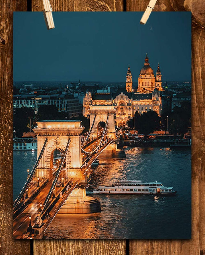 London Bridge Night Lights- 8 x 10 Print Wall Art-Ready to Frame. Home D?cor, Office D?cor &amp; Wall Prints for Any Room. Beautiful London Bridge Over Thames River at Night-Great Gift for European Lovers