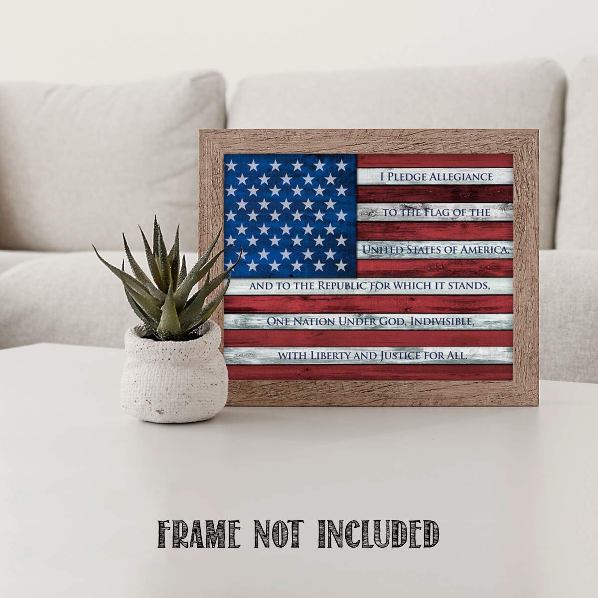 "The Pledge of Allegiance on USA Flag"-10 x 8"