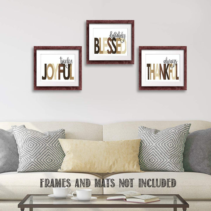 Blessed- Joyful- Thankful Wall Art Trio Set- (3) 10 x 8&