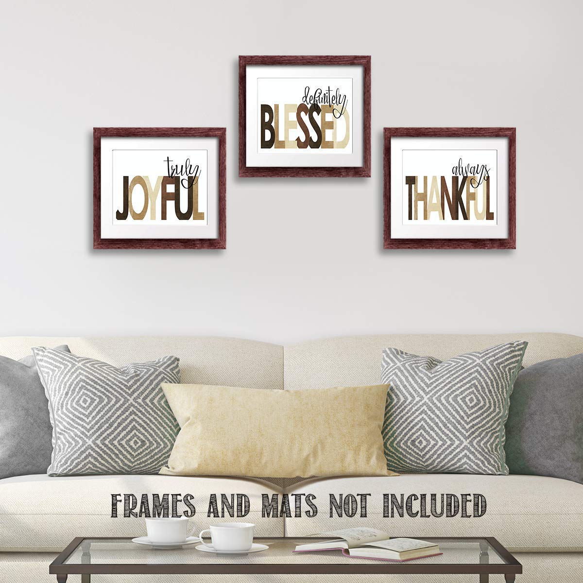 Blessed- Joyful- Thankful Wall Art Trio Set- (3) 10 x 8's