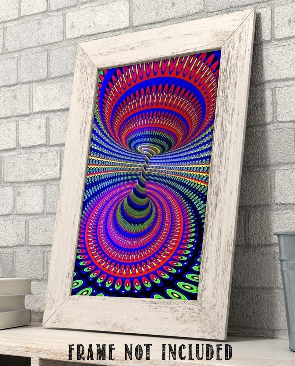 Psychedelic Spirals Up &amp; Down- Optical Illusion Print. 8 x 10"- Abstract Wall Art-Ready to Frame. Modern Home-Studio-Office-Dorm D?cor. Very Trippy &amp; Cool Gift for Illusion Art Fans.
