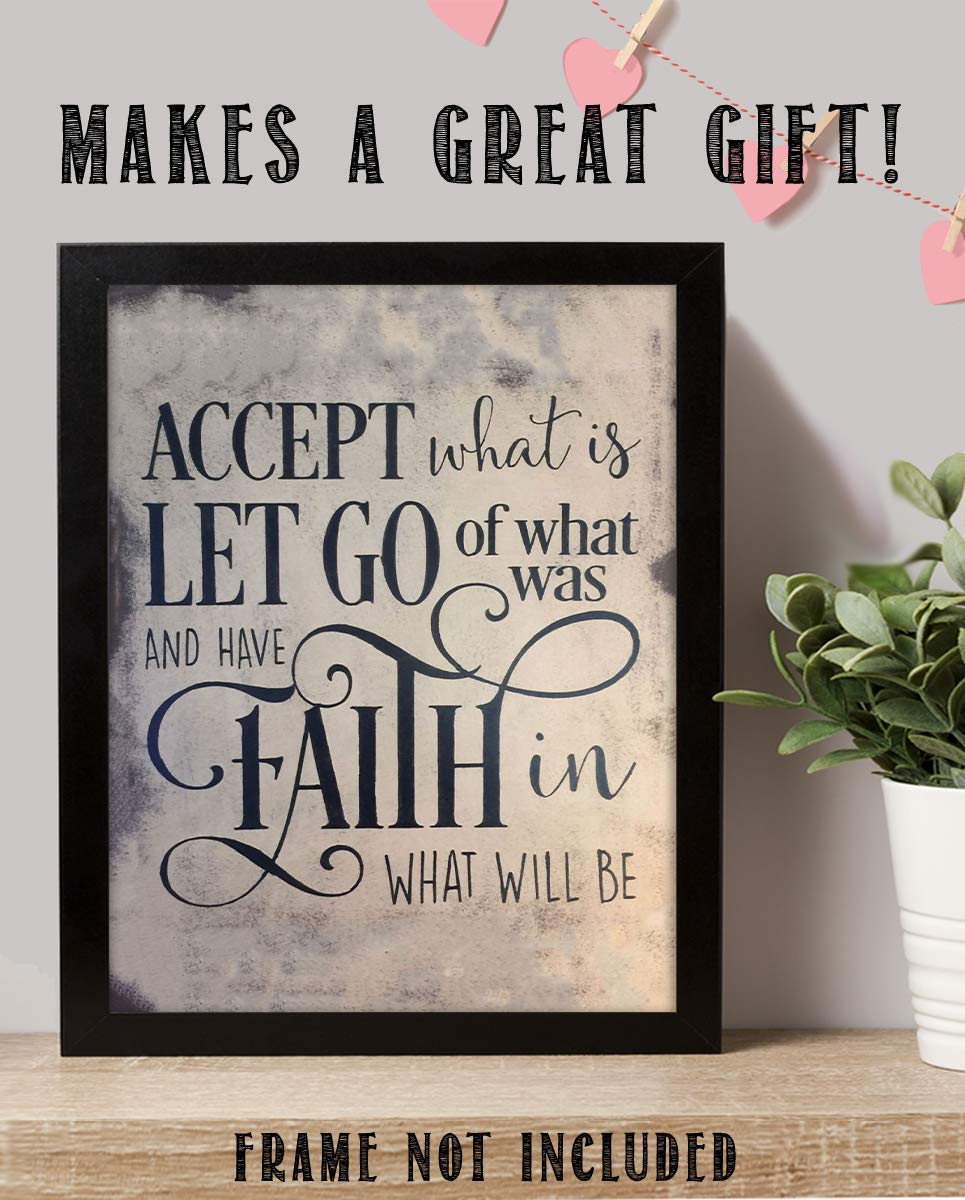 "Accept- Let Go- Have Faith"- Positive Thinking-Wall Art Sign-8 x 10"